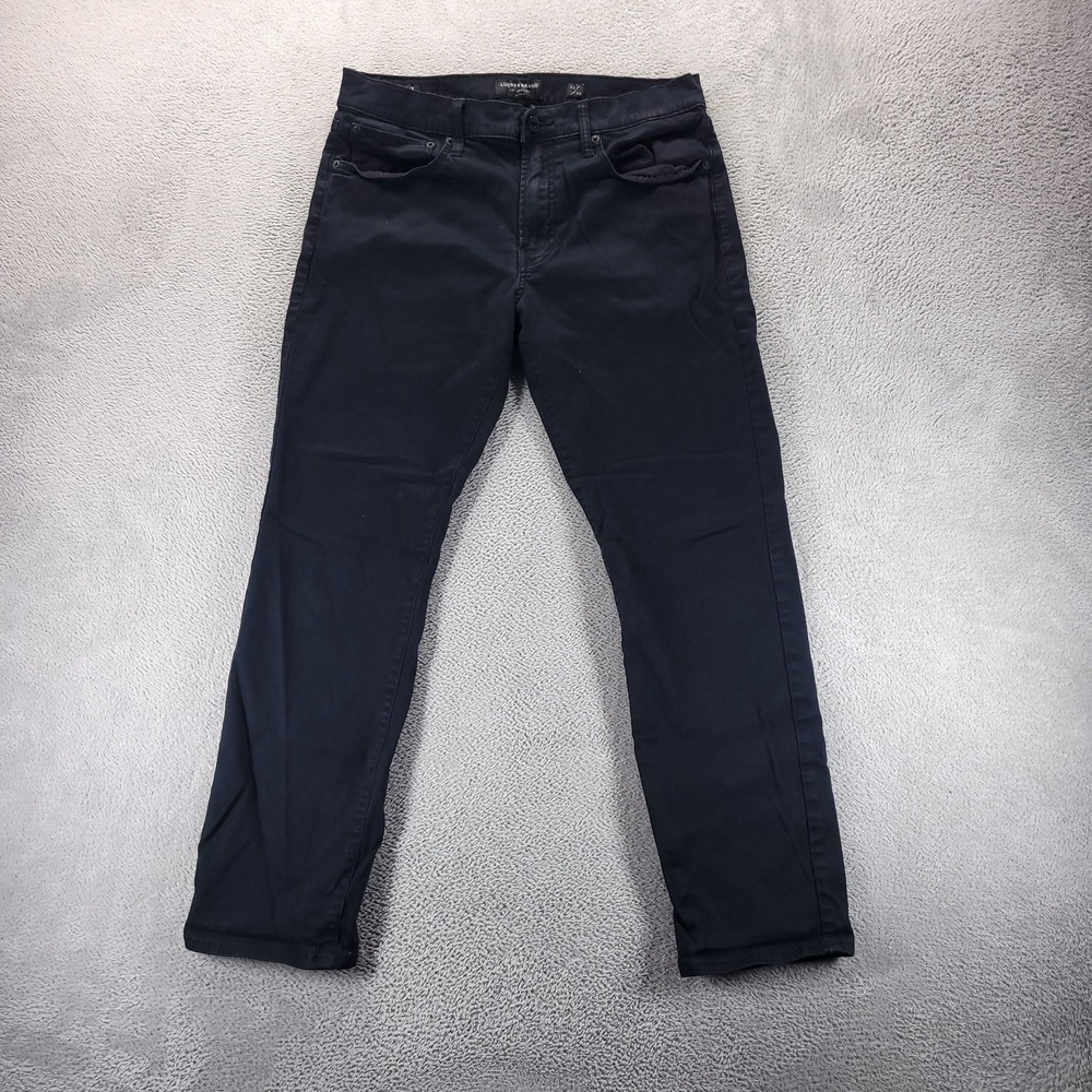 Lucky Brand Jeans Mens 33x30 Black 121 Slim Straight Dark Wash Stretch Denim